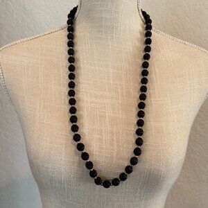 BLACK SILK THREAD Beaded Necklace